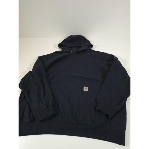 Carhartt Hoodie Mens 3XL Blue Loose Fit Fleece Pullover Bunge Sleeve Logo K121